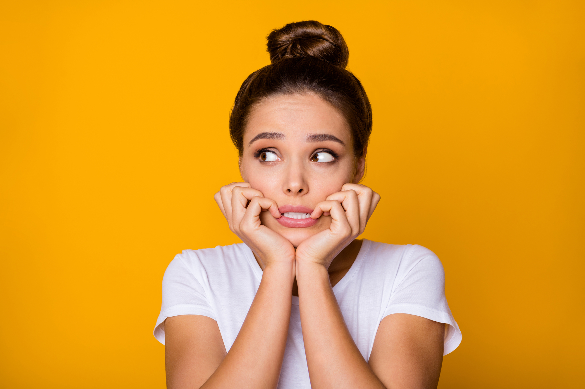 Young woman with dental anxiety