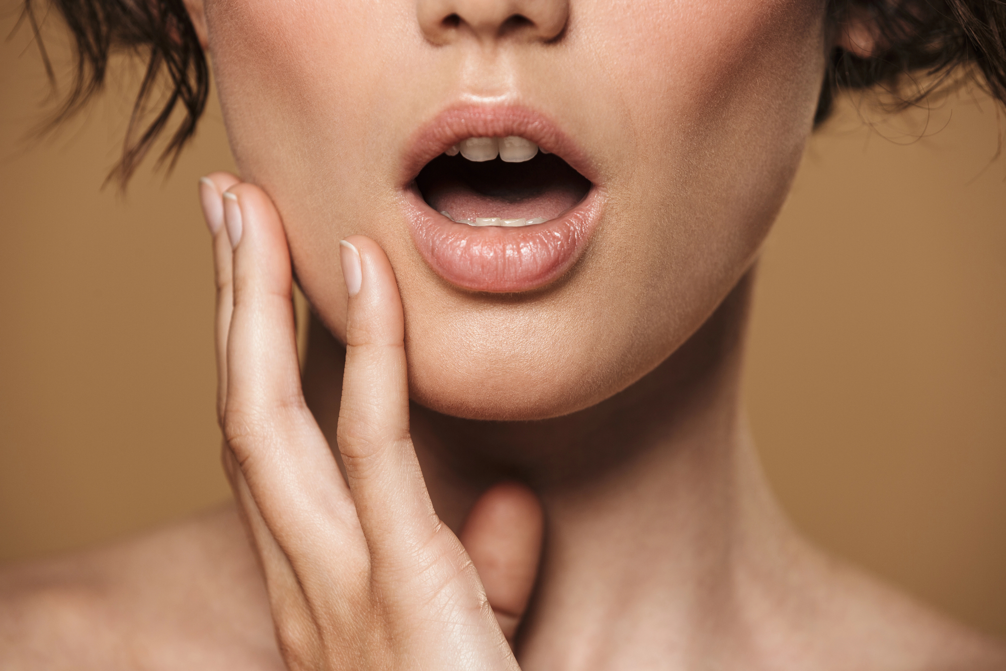 Close up of woman's mouth. 