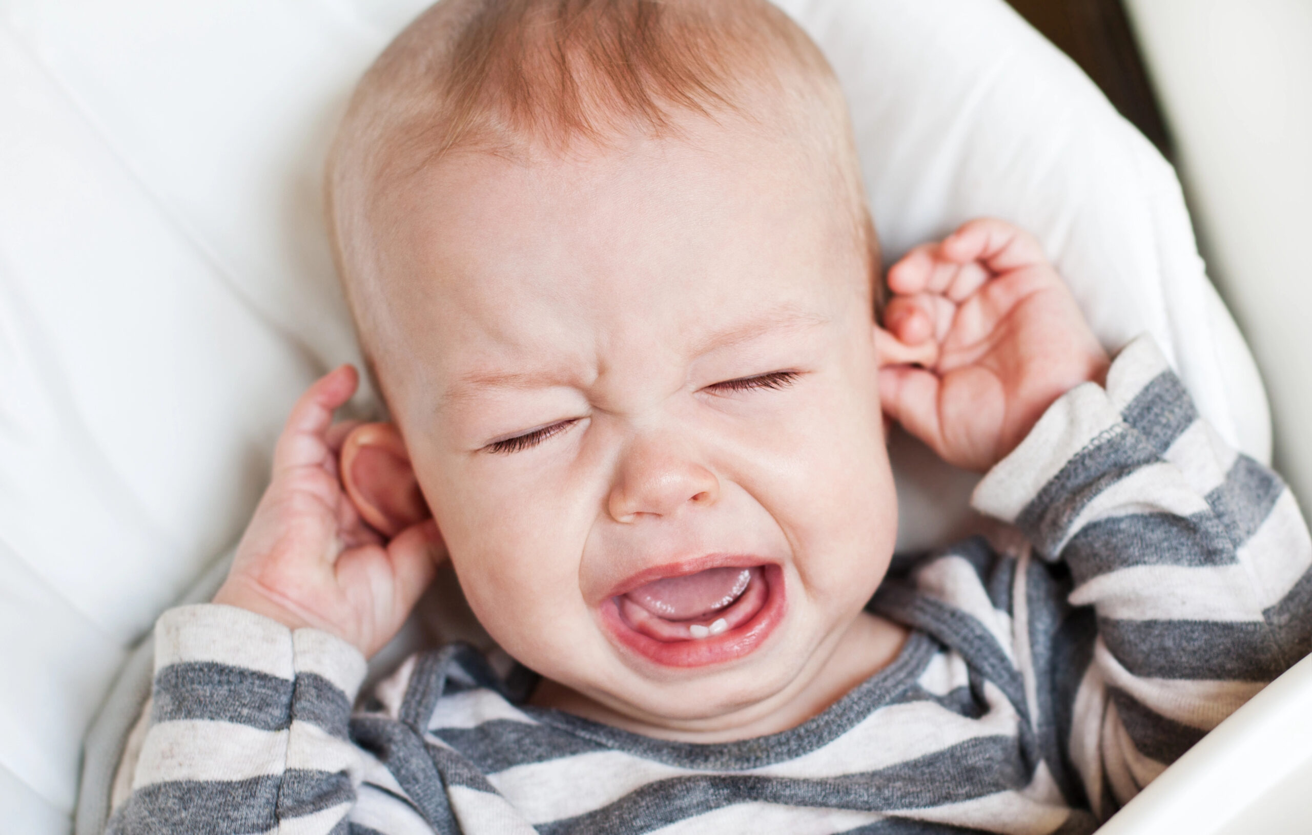 Baby crying from teething. 